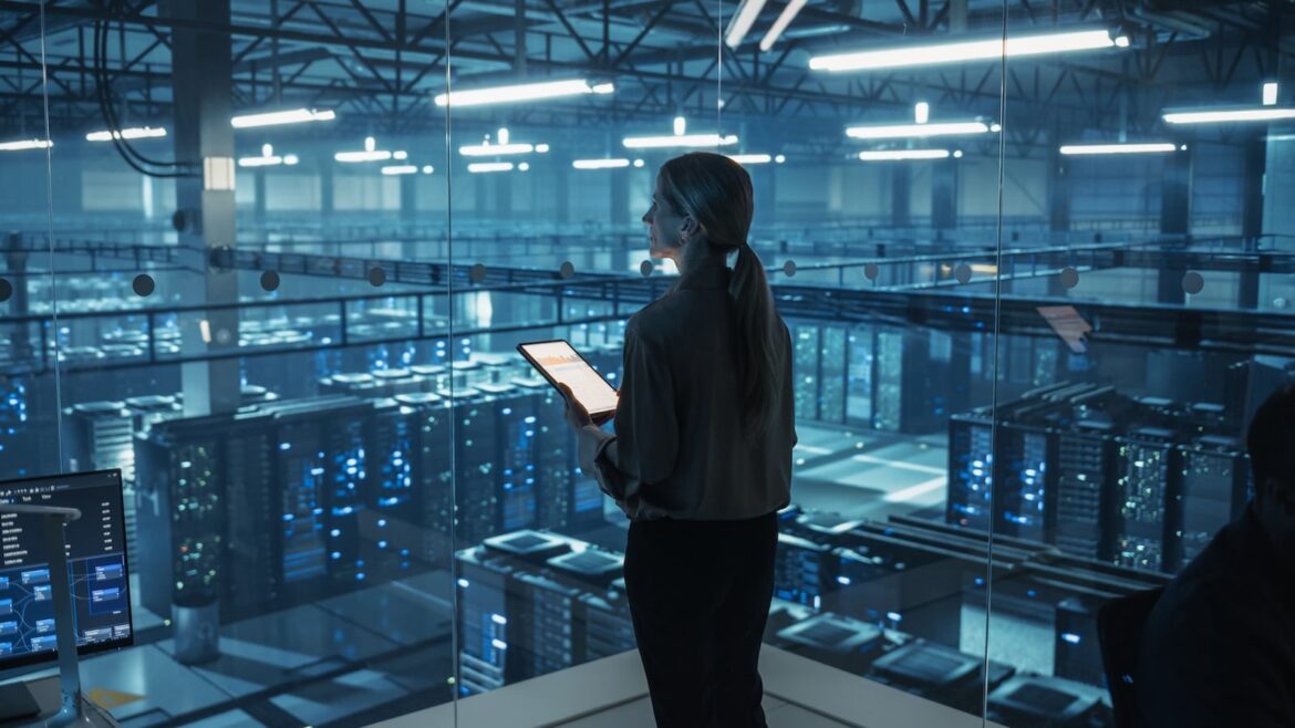 Person looking over a datacenter