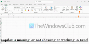 copilot missing not showing working excel